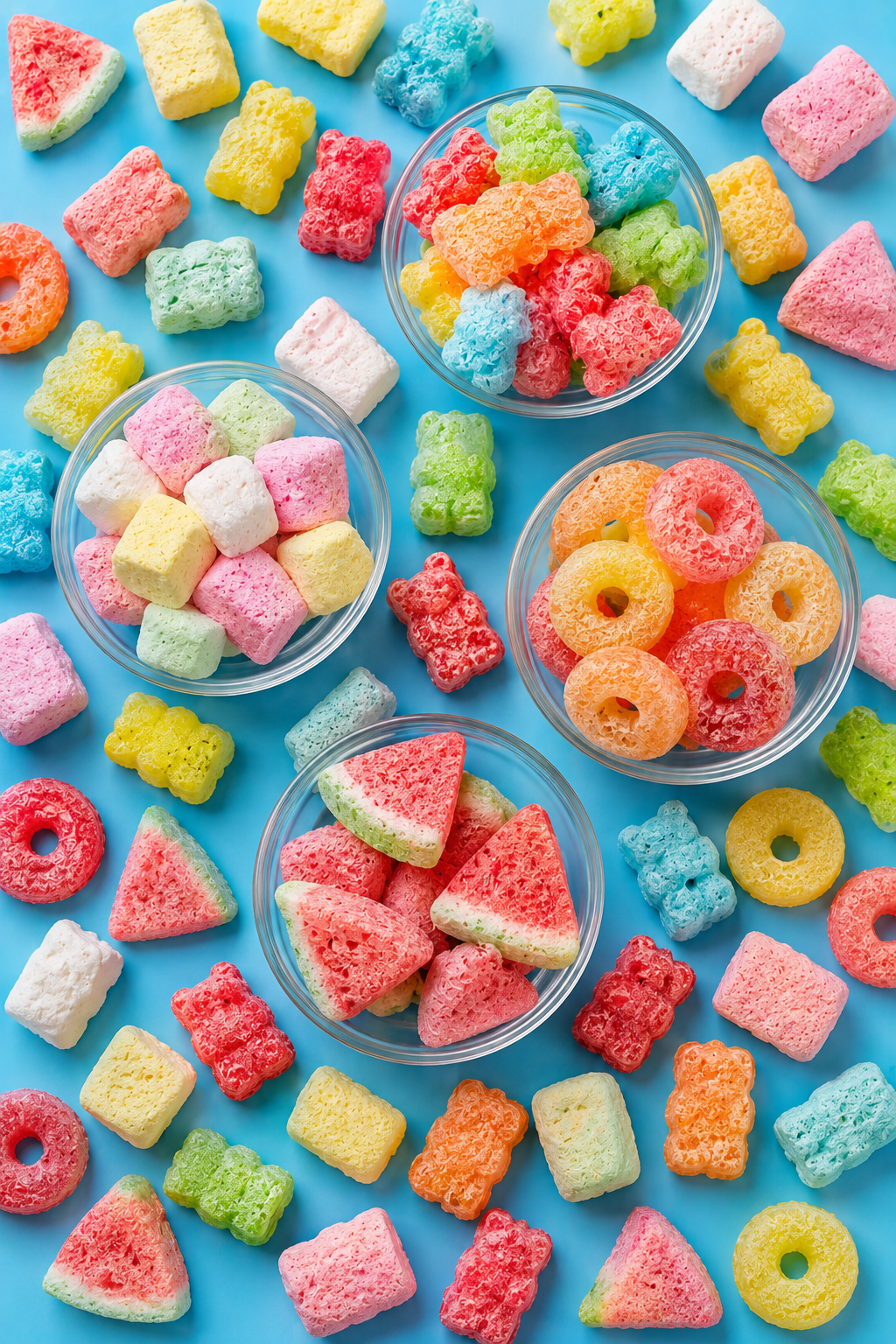 Freeze Dried Candy kaufen in Deutschland – gefriergetrocknete Gummibärchen, Marshmallows und Pfirsichringe von Froozly