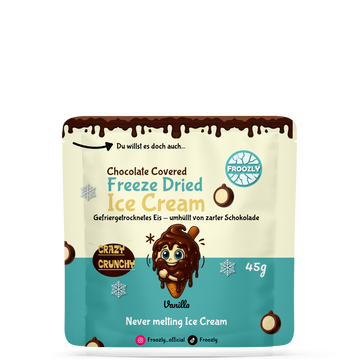 Gefriergetrocknete Vanille-Eiscreme im Schokomantel 45g